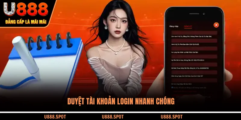 Duyệt tài khoản login nhanh chóng